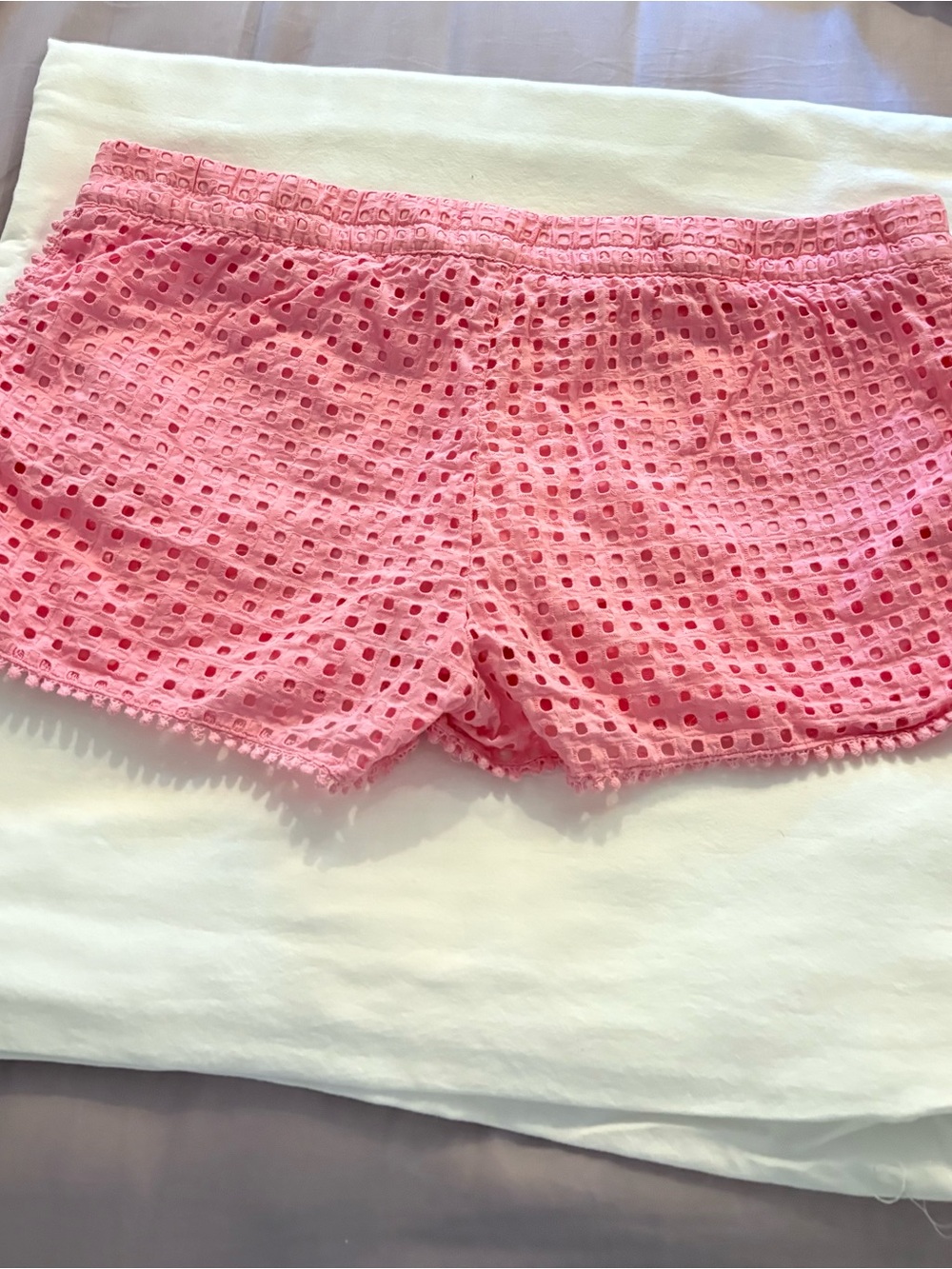 Lilly Pulitzer + Target Eyelet Pom Pom Trim Shorts Pink XL